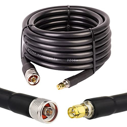 XRDS -RF SMA Male to N Male Cable 15 ft, KMR400 Low Loss SMA to N Cable for 3G/4G/LTE/ADS-B/Ham/GPS/WiFi/RF Radio to Antenna Use(NOT rp SMA Male)