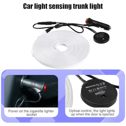 Car Trunk LED Strip Light, 12V 16.4FT Flexible Cuttable Silicone Vehicle Trunk Cargo Area Ambient Light, Waterproof Automotive Cargo Neon Strip Lighting, Universal for Vehicles (Blue) - color: Blue