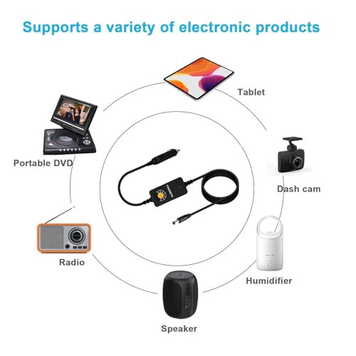 Car Charger Adapter with 3V 4.5V 5V 6V 7.5V 9V 12V 2A Auto Cigarette Lighter Male Plug Truck Power Supply Adapter Cable for Portable DVD Player Dash cam Speaker Tablet and More