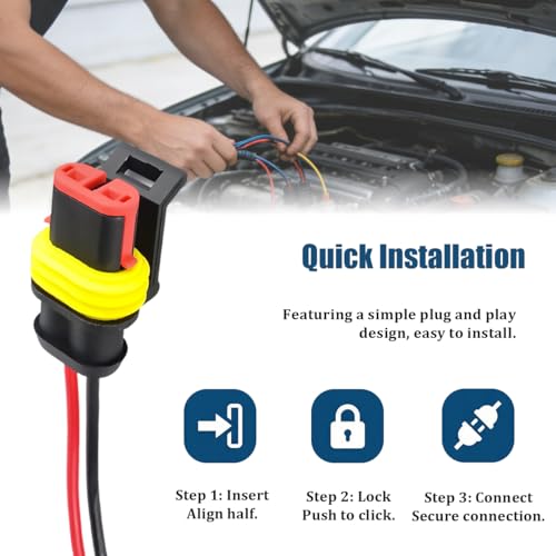 5PCS 2 Pin Car Electrical Wire Connector, Waterproof Male and Female Vehicle Terminal Wire Connectors Plug, Automotive Wire Plug Socket Kit, Universal for Sedan Truck Motorcycle - size: 2 Pin