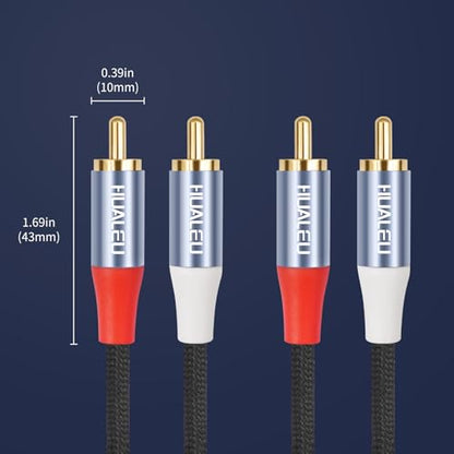 1Pack Gold-Plated 2RCA Male to 2RCA Male Aluminum Shell Auxiliary Audio Cord,2 RCA M/M Stereo Audio Cable for Amplifier,TV,Mixer,Audio player-16FT - size: 16FT*1