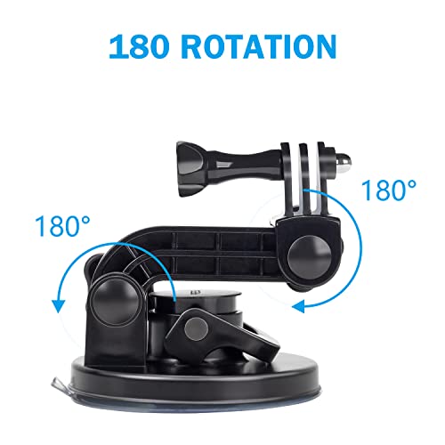 Suptig Suction Cup Mount Compatible for Gopro Mission 1 Pro/Gopro Hero 13/12/11/10/9/8/7/6/5/4/3/2 Gopro Max2, Hero+, Hero Session, Dji Action, Insta 360 Action Cameras Car Windshield and Window Mount