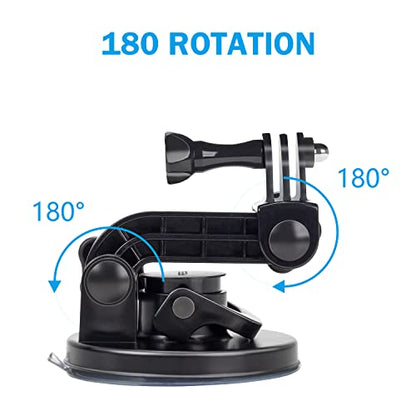 Suptig Suction Cup Mount Compatible for Gopro Mission 1 Pro/Gopro Hero 13/12/11/10/9/8/7/6/5/4/3/2 Gopro Max2, Hero+, Hero Session, Dji Action, Insta 360 Action Cameras Car Windshield and Window Mount