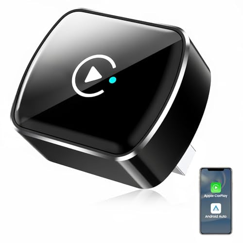 2026 Upgrade Wireless CarPlay Adapter & Android Auto, 2-in-1 CarPlay Adapter Convert Wired to Wireless, Mini Size with USB A & USB-C Extension Cable, Plug & Play, Stable Connection & No Delay (Black) - color: Black