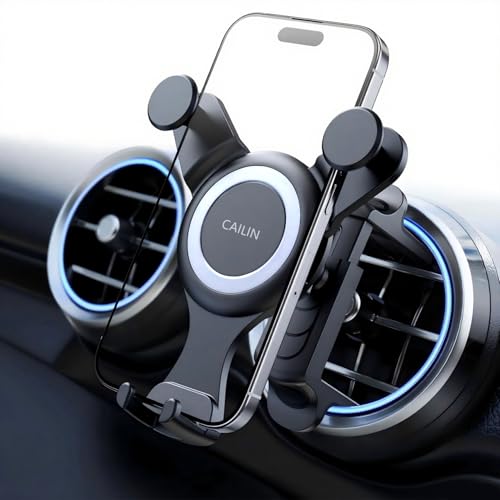 ICAILIN Car Phone Holder Mount for Round Air Vent, Universal Circular Vent Cell Phone Mount Compatible with Mercedes Benz A/B/C/E/S/GLC Class, Jeep Wrangler, Mini Cooper, Fits iPhone & Samsung