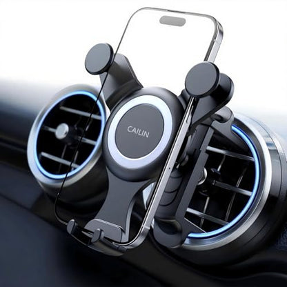 ICAILIN Car Phone Holder Mount for Round Air Vent, Universal Circular Vent Cell Phone Mount Compatible with Mercedes Benz A/B/C/E/S/GLC Class, Jeep Wrangler, Mini Cooper, Fits iPhone & Samsung