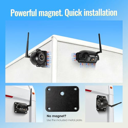 10.1" - 4 Magnetic Wireless RV Backup Camera System, 1080P DVR Touchscreen Rear Side Cameras for Monitoring, Compatible with Furrion Pre-Wired Plug, Night Vision Camera for Trailer Truck, A24 - size: 10.1" 4-CAM