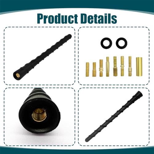 Car Spiral Antenna, Cars Radio Antenna, 7 Inch Rubber Car Antennas Mast Replacement, Universal Exterior Accessories Auto Radio FM AM Antennas Compatible with Truck Car SUV (Threaded Style) - color: Threaded Style