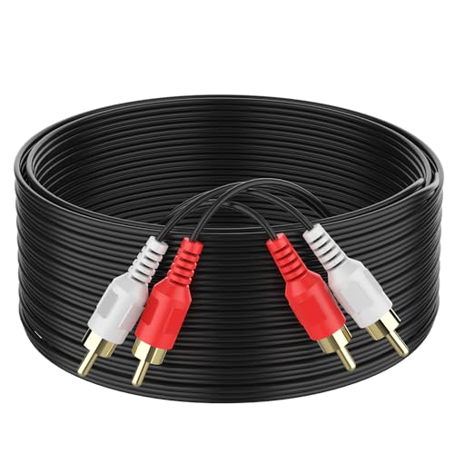 RCA Cable 30ft,2RCA M/M Stereo Audio Cable [24K Gold Plated | Copper Core] 2RCA Male to 2RCA Male.for Home Theater, HDTV, Amplifiers, Hi-Fi Systems,Speakers - size: 30ft
