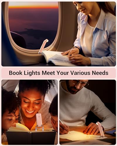 DEWENWILS USB Rechargeable LED Book Light for Reading in Bed (Light Pink) - color: Light Pink