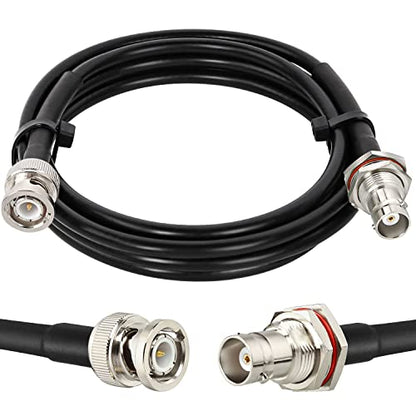 MOOKEERF BNC Cable - 6FT RG58 50 ohm Male to Female Coax Bulkhead Low Loss Antenna Extension for CB Radio, VHF Ham Radio, Wireless Microphone, CCTV, Amateur Radio - size: 6FT