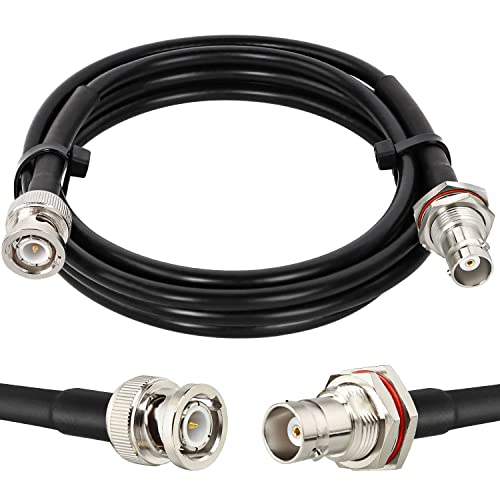 MOOKEERF BNC Cable - 6FT RG58 50 ohm Male to Female Coax Bulkhead Low Loss Antenna Extension for CB Radio, VHF Ham Radio, Wireless Microphone, CCTV, Amateur Radio - size: 6FT