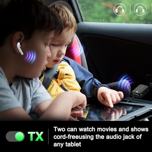 Premium Airplane Bluetooth 5.4 Transmitter Adapter,Supports 2 AirPods/Headphones 2-in-1 Bluetooth Transmitter Receiver with aptX Low Latency,Wireless Adapter for Flight,TV,Gym,Tablets Car Stereo - color: Black