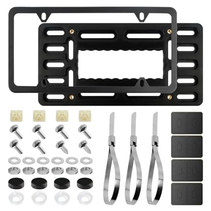 Front License Plate Bracket Kit,No Drill License Plate Mount with Screws Cable Ties,Licenses Plates Bracket Front Bumper Kit Car Accessories for U.S. Standard Cars Trucks SUVs