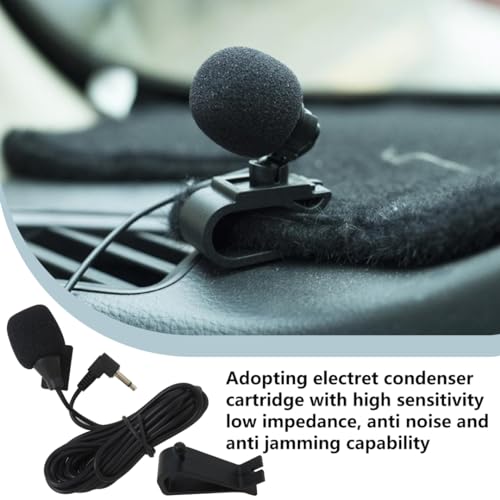 2024 Upgrade Car Microphone Stereo 3.5mm Jack Assembly Mic Car Radio Microphone for Kenwood Power Acoustik JVC Sony Jensen Alpine Car Vehicle Head Unit Bluetooth Enabled Audio GPS DVD
