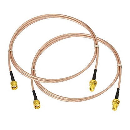 Bingfu WiFi Antenna Extension Cable (2-Pack) RP-SMA Male to RP-SMA Female Bulkhead Mount RG316 Cale 1m 3 feet for WiFi Router Security IP Camera Wireless Mini PCI Express PCIE Network Card Adapter - color: 39 inch / 1m