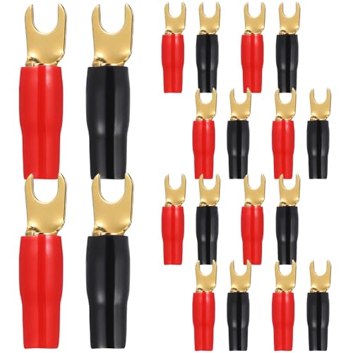 SHINEOFI 10 Pairs 8 Gauge Spade Terminals, Fork Crimp Connectors