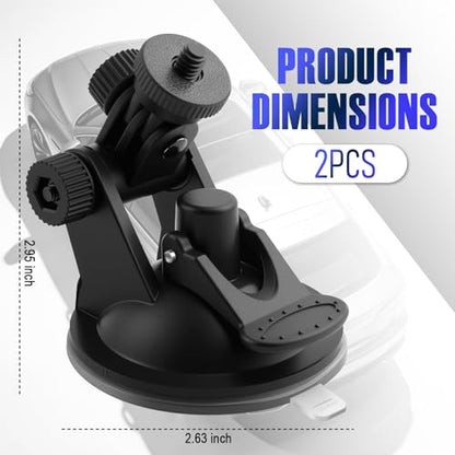 2PCS Car Dash Cam Suction Cup Mount,360° Adjustable Suction Cup Camera Mount for Car Dash Cam,GPS,Phone Holder,Portable Cars Camera Mounts for Cars Dashboard/Windshield
