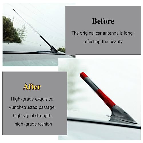 4.7 Inch Carbon Fiber Short Automotive Antenna, Short Carbon Fiber Radio Antenna, Carbon Fiber Antenna, Universal Car Antenna Replacement for Most Vehicles - color: Red