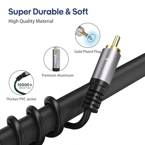 RCA to 3.5mm Mono Aux Audio Adapter Cable 10 FT, 1/8" inch Monaural Male to RCA Male Converter Cord, Gold-Plated Plug for Speakers, Subwoofer,Trigger Cable for Pre-Amp,TV - size: 10FT, style: 1/8 TS to RCA