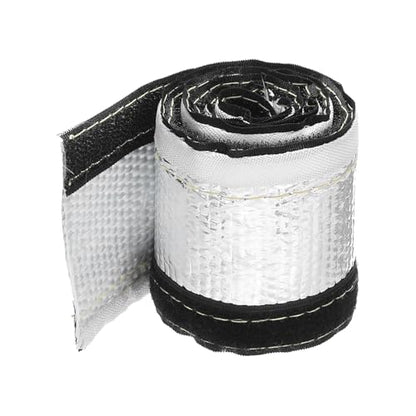 MECCANIXITY 1.5mm Heat Shroud Aluminized Sleeving 3/8'' ID x 3.2FT Aluminum Metallic Fiberglass Heat Shroud for Fuel Lines Cables Electrical Wiring - size: 3/8" ID x 3.2FT