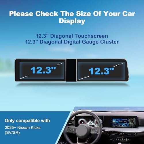 (4pcs) 2025 2026 Kicks Screen Protector for Nissan Kicks (Dual 12.3-inch Displays) (SV/SR/S), 2026 2025 Kicks Accessories Ultra HD Touch Sensitive Protective Film 12.3" Navi&Dash - size: 2025+ Kicks 12.3In (Navi+Dash)