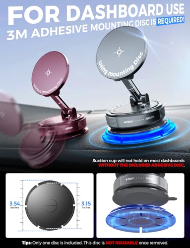 eSamcore Magsafe Car Mount, Vacuum Magnetic Phone Holder for Car