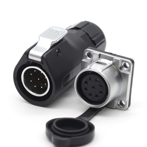 XHP20 9Pin Panel Mount Waterproof Connector,Male Plug+Female Socket, Fit RV Solar Port,Electrical Cable Connector (9Pin, Plug Male &Socket Female) - color: Plug male &Socket female, size: 9Pin