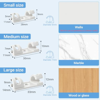 VIPMOON 70Pcs Self Adhesive Bendable Cable Clips, Screw Mountable Wire Organizer, Wire Management Clips for Car Desk Home Office TV PC Ethernet Cables, Fits 5-7mm Diameter Cables, White - color: M - White