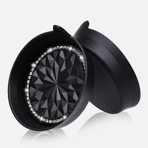 Amooca 4-Pack Car Cup Holder Coaster Bling Crystal Rhinestone Car Interior - color: Black Flower, size: 4 Pack
