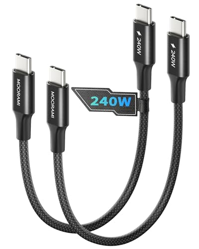 2-Pack 0.5ft 240W USB C to C Cable for Power Bank Pocket Charging - color: Black, size: 0.5 ft (6 in)