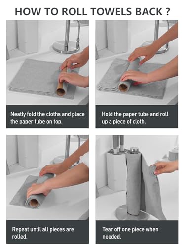 Fantasticlean Microfiber Cleaning Cloth Roll- 60 Sheets,12"x12"(Pink, Grey) - color: Pink and Grey, size: 60 pack
