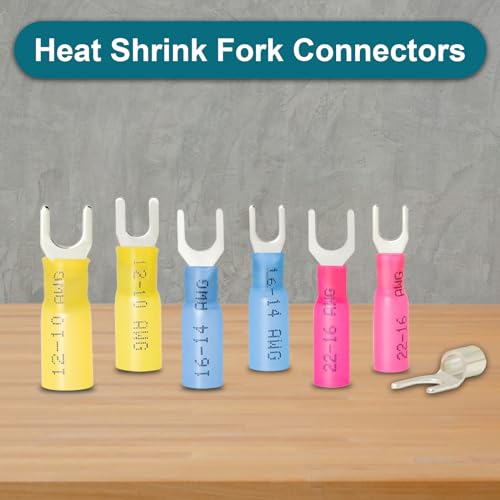 80PCS #10 Heat Shrink Fork Connectors, 12-10AWG Fork Terminal - size: 12-10AWG, style: #10