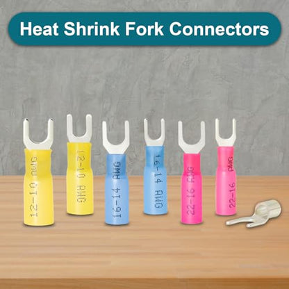 80PCS #10 Heat Shrink Fork Connectors, 12-10AWG Fork Terminal - size: 12-10AWG, style: #10