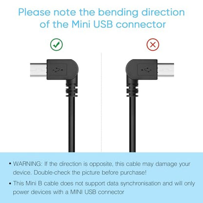Dash Cam Power Cord,11.5ft Long Mini USB Charging Cable for Garmin Nuvi GPS Mirror Cam,USB to Mini USB Car Camera Charger Wire 90 Degree Right Angle Mini-B Cord Adapter,Charger Cable for Garmin GPS
