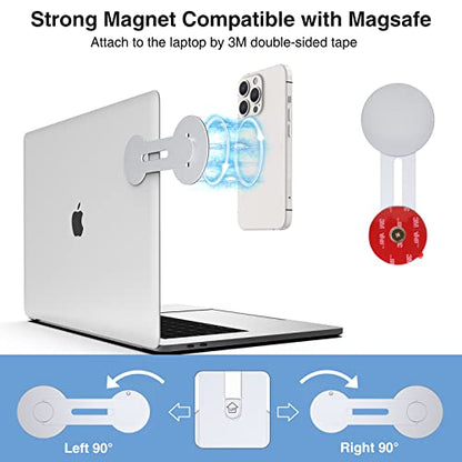 Adjustable Laptop Phone Mount, Magnetic Phone Holder - color: Silver