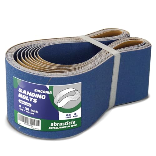 4" x 36" Zirconia Sanding Belts for Metal - 4 x 36 Inch Zirconia Metal Grinding Sand Paper, 8 PCS 80 Grits, Perfect for Knife Blade Sharpening, Metal Polishing, Derusting, Woodworking - size: 4" x 36" 80 Grit(8 pack)