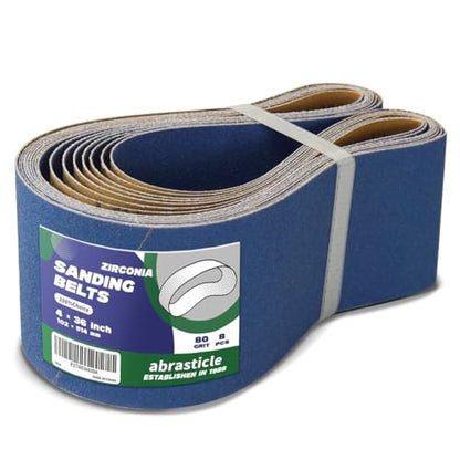 4" x 36" Zirconia Sanding Belts for Metal - 4 x 36 Inch Zirconia Metal Grinding Sand Paper, 8 PCS 80 Grits, Perfect for Knife Blade Sharpening, Metal Polishing, Derusting, Woodworking - size: 4" x 36" 80 Grit(8 pack)