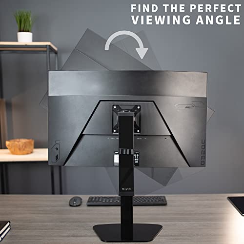 VIVO Mechanical Free Standing Single Monitor Mount Desk Stand, Tall Height Adjustable Arm for Screens up to 32 inches, Black, STAND-V001V