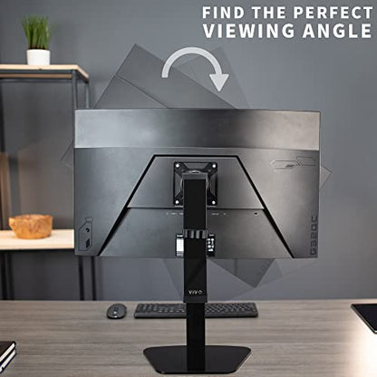 VIVO Mechanical Free Standing Single Monitor Mount Desk Stand, Tall Height Adjustable Arm for Screens up to 32 inches, Black, STAND-V001V