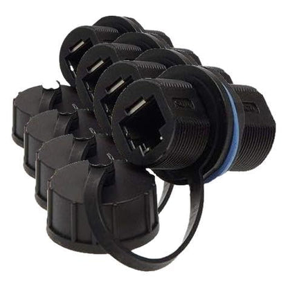 5PCS Panel Mounting Shielded RJ45 Waterproof Cat5/5e/6 8P8C Connector Ethernet LAN Cable Connector Double Head Adapter with Waterproof/Dust Cap (Pack of 4) - size: 5 Pieces CAT6 (Pack of 4)