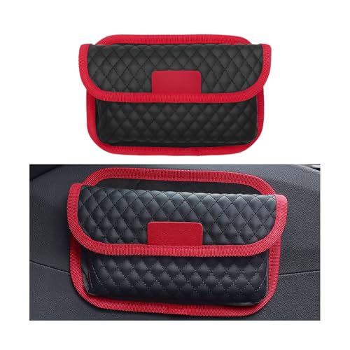 Bittwee Car Seat Side Pocket Organizer, PU Leather Multifunctional Automotive Storage Bag for Phones Keys Cards, Mini Seat Gap Filler Pouch for Door Console, Universal Vehicle Accessories (Red)