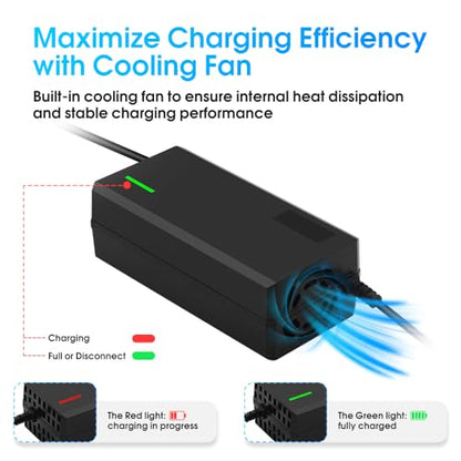 58.8V 3A Charger with 6-in-1 Plug for 52V Lithium Battery Such as Car Truck Lawn Mower Boat Marine Batteries (58.8V3A-(6-in-1 Plug))