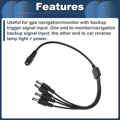 Universal Car Reverse Rear View Parking Camera Video Cable 4 in 1 DC Backup Camera Video Cable Extension for Monitor and Backup Black 0.37M