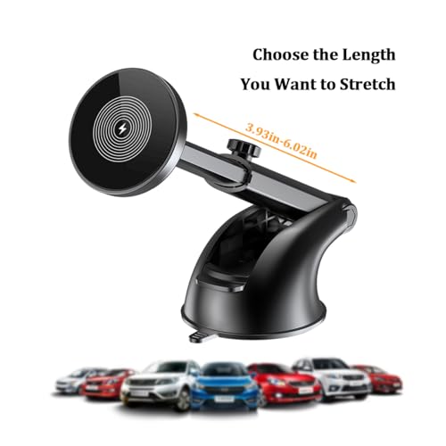 15W Car Mount Charger, Magnetic Wireless Suction Cup Vehicle Dashboard Cell Phone Holder with Air Vent Clip, Automotive Interior Windshield Smartphone Charger Mount, Universal Fit (Style B) - color: Style B