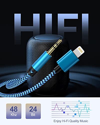 Lightning to 3.5mm Aux Cable 3Pack MFi Certified Braided Audio Cord Wire - color: 3*Blue, Pink, Purple