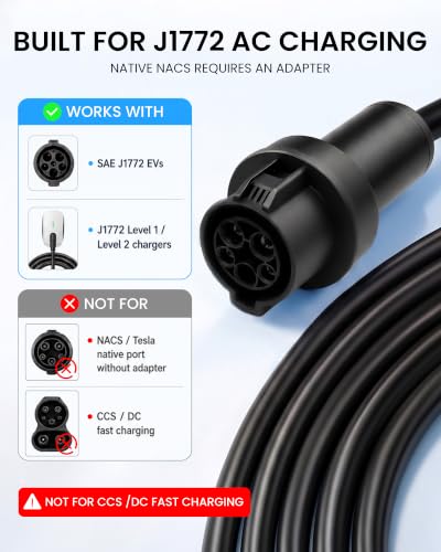 50A 50FT J1772 EV Extension Cable, Level 2 EV Charger Extension Cord, Heavy-Duty 240V EV Extension Cable for Fast Charging (50FT) - size: 50FT 50A