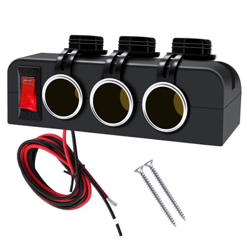 3 Socket Cigarette Lighter Splitter 12V Power Outlet Adapter with Red LED On/Off Switch Waterproof Female Power Socket for Car Rv Truck Marine Boat ATV UTV Van ﻿ - color: Type A