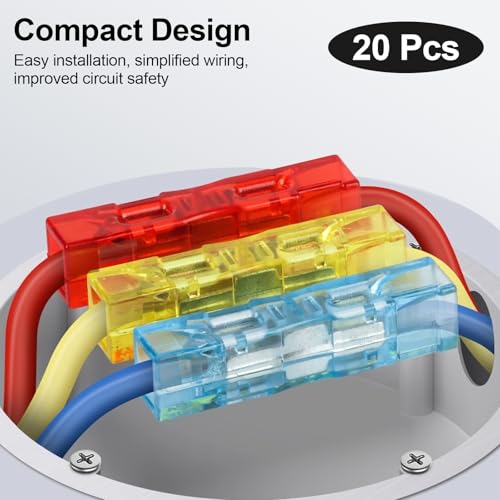 20Pcs Plug-in Quick-Connect Terminal Blocks, 1-in-1-out - color: Red&Blue&Yellow&White-12-2, size: 20 Pcs