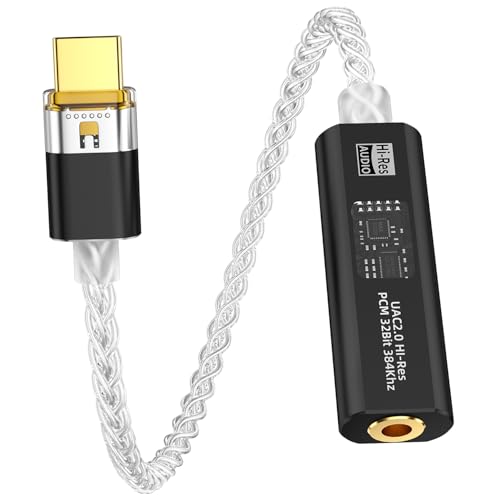 USB C to 3.5mm with CX31993 & MAX97220 DAC Headphone Adapter - color: Black
